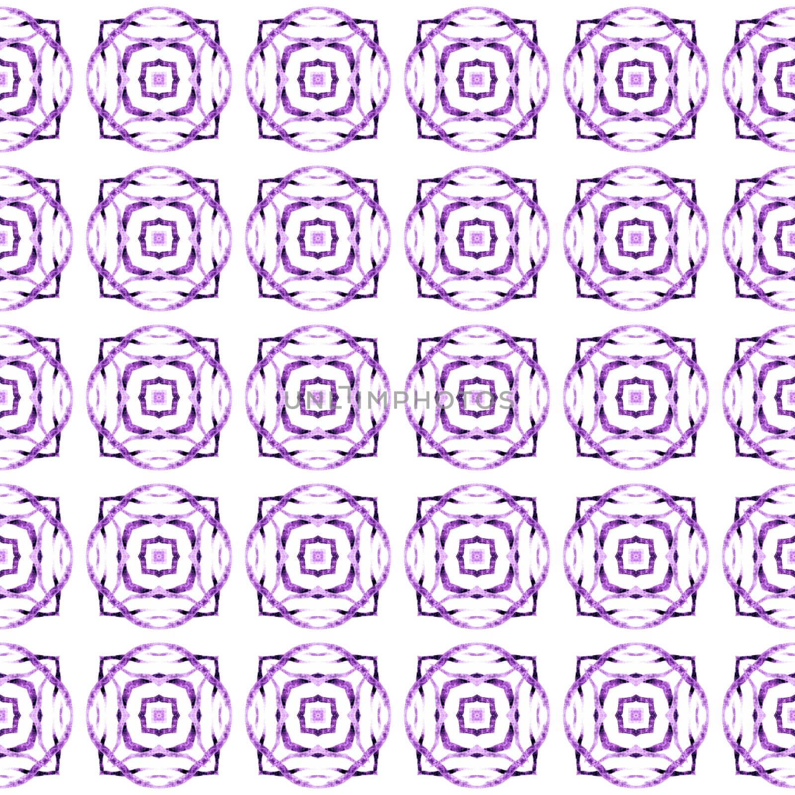 Summer exotic seamless border. Purple grand boho chic summer design. Textile ready juicy print, swimwear fabric, wallpaper, wrapping. Exotic seamless pattern.