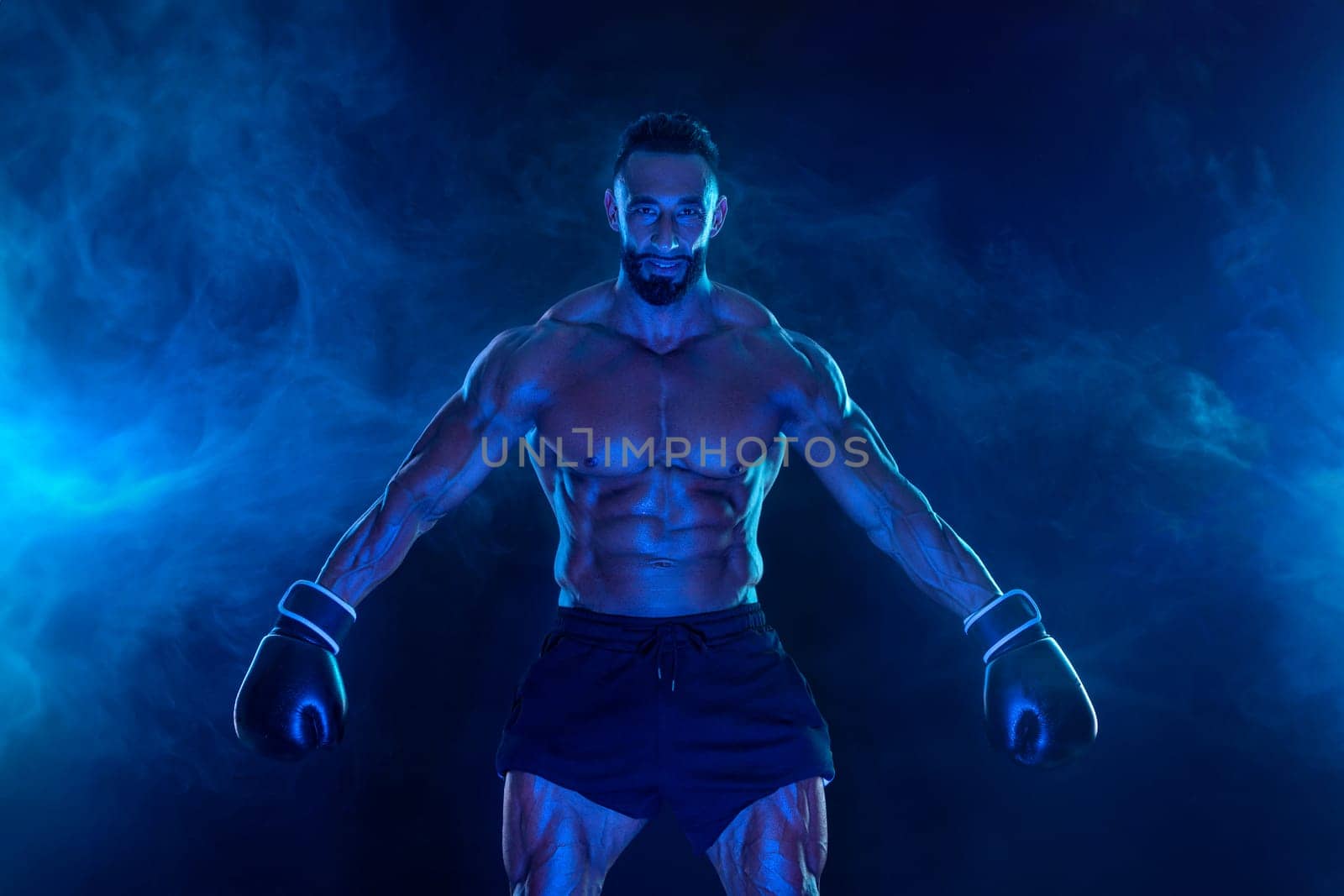 Man Athlete Boxer. Download high resolution photo for advertising online sports betting. Picture for ad a bookmaker's office