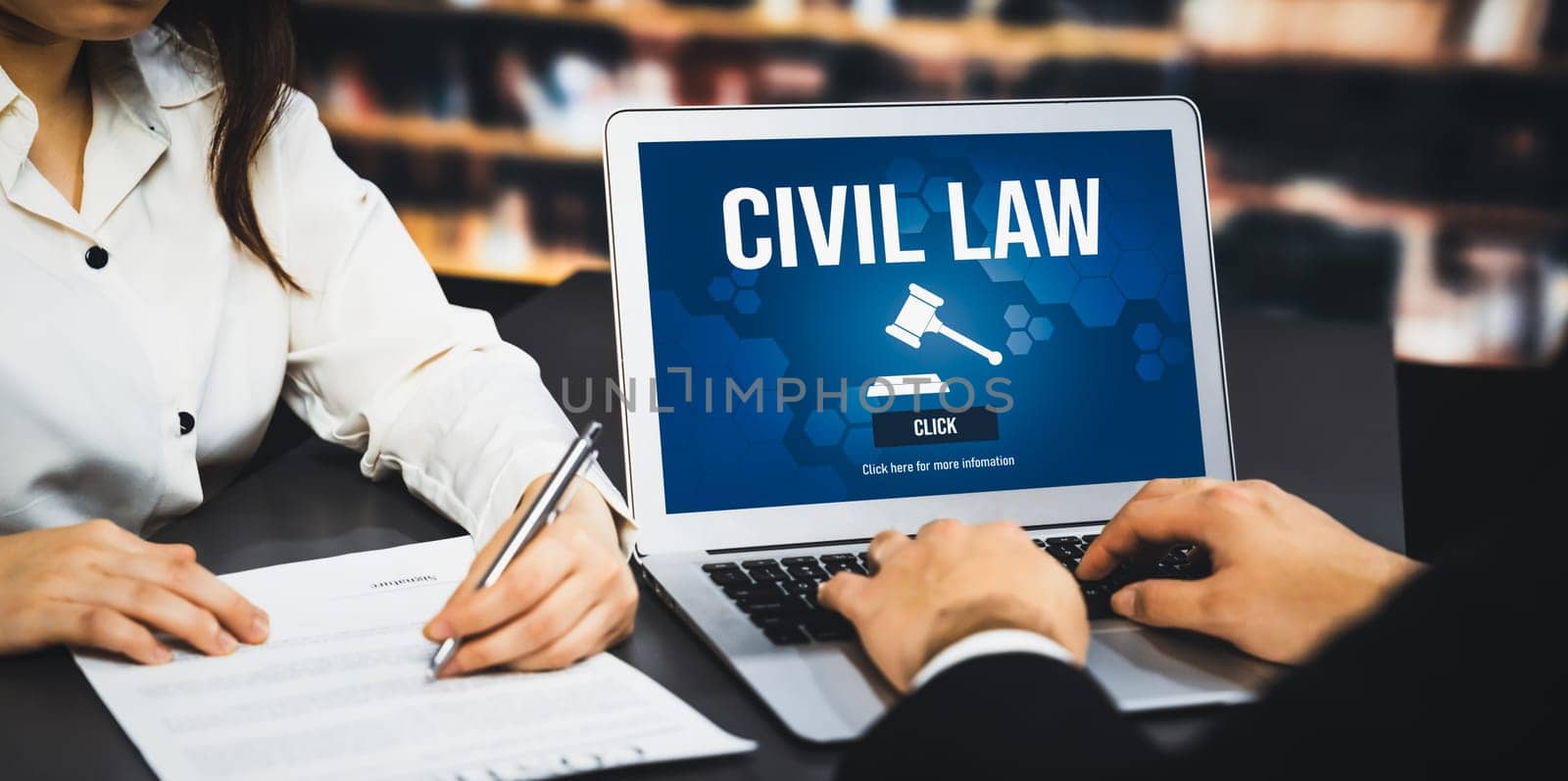 Civil law savvy information showing on laptop computer screen by biancoblue