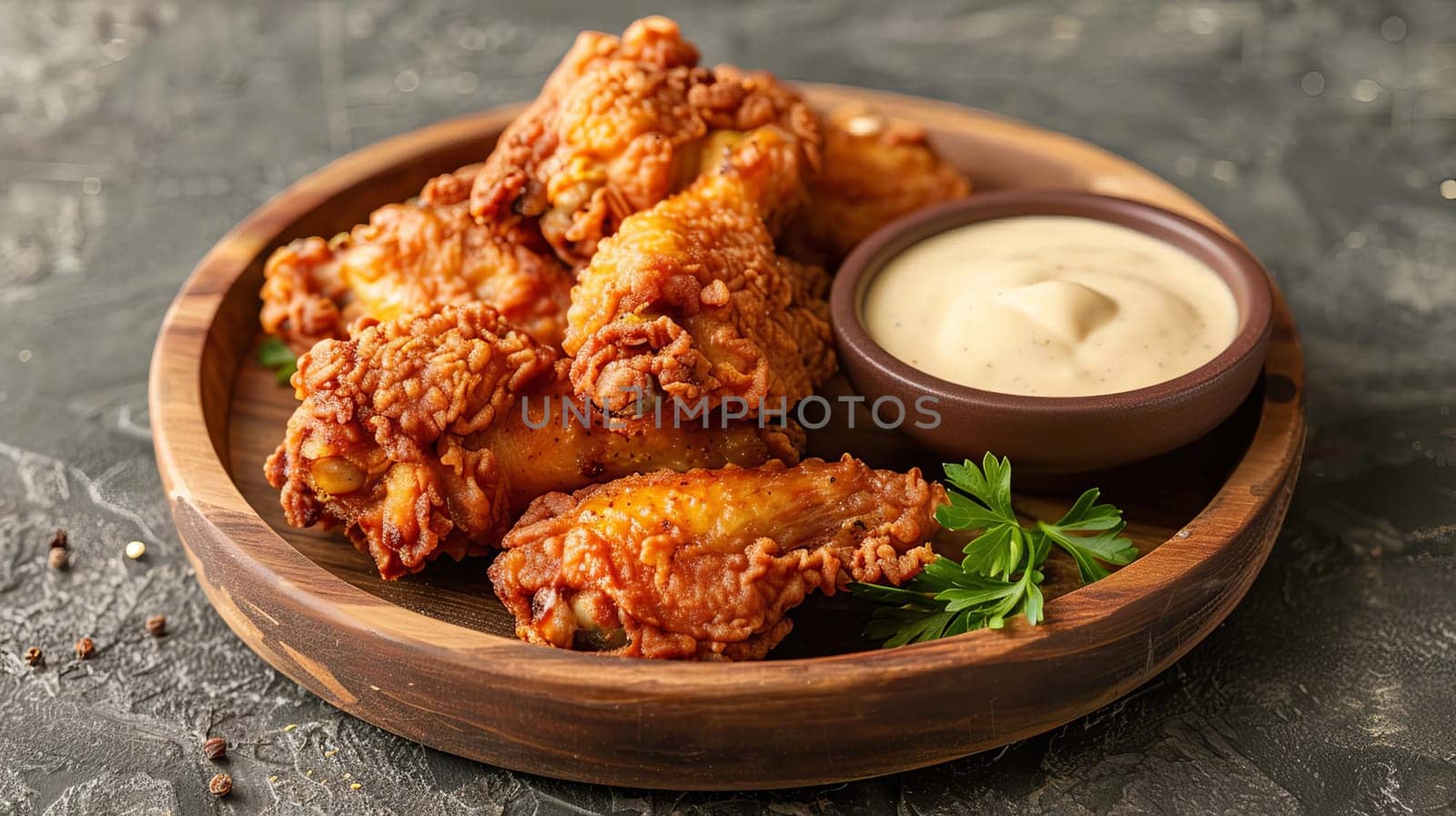 fried chicken wings with sauce, food Generative AI,