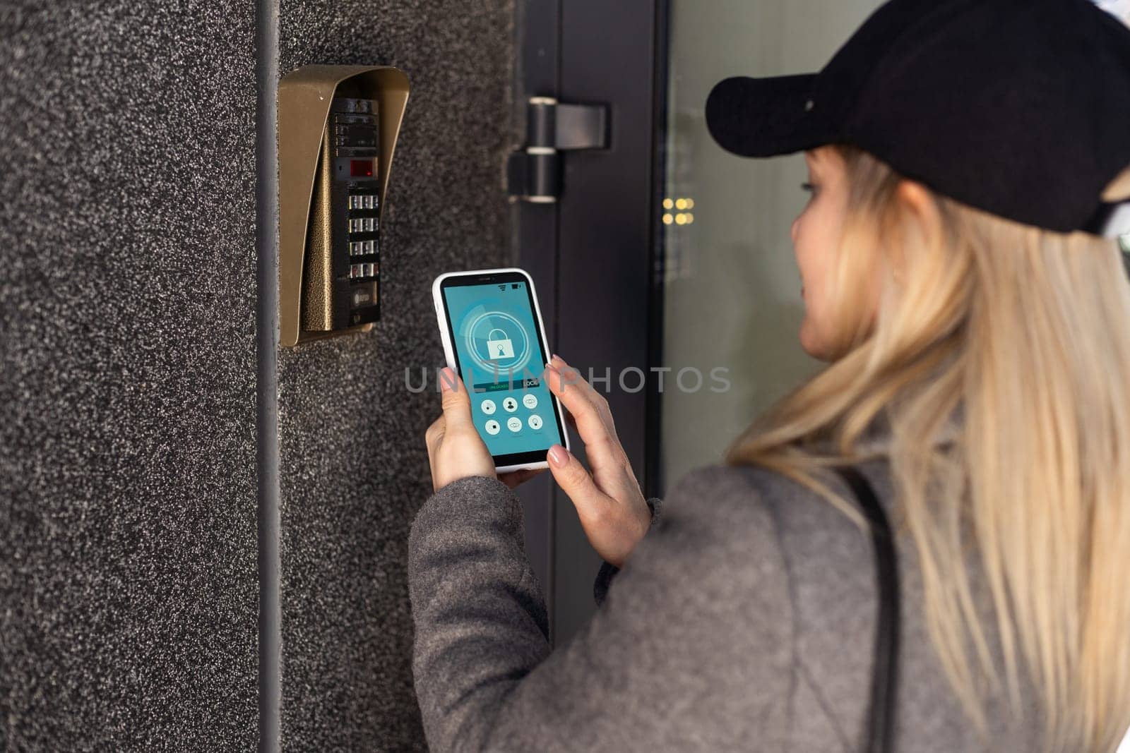 nfc's mobile phone use for open safety door. High quality photo