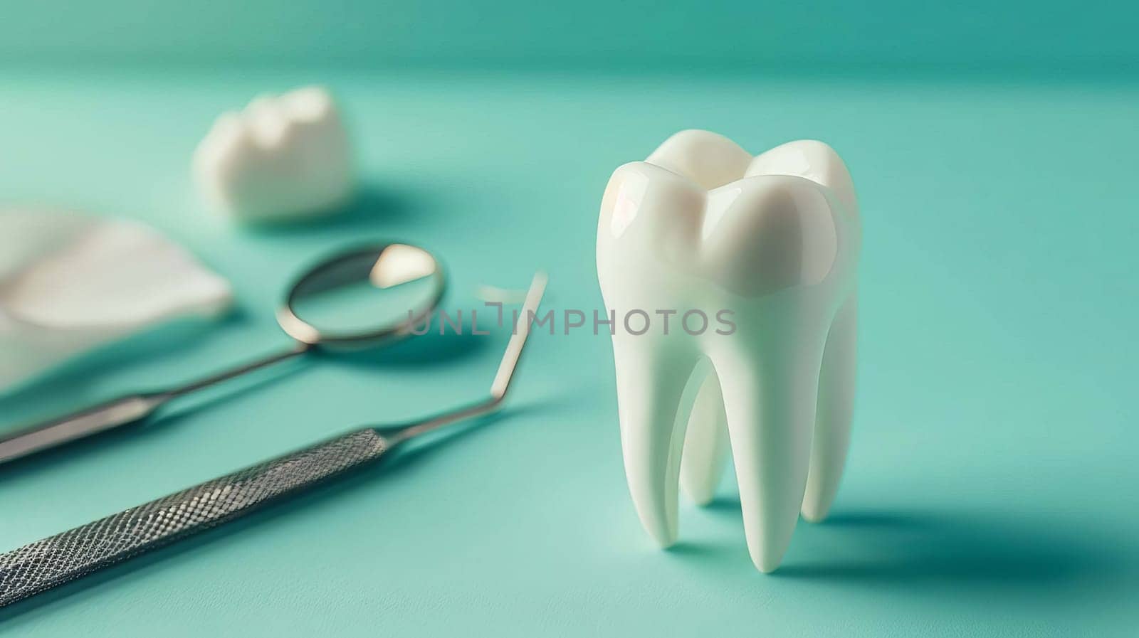 tooth model and dental tools, Medical Generative AI,