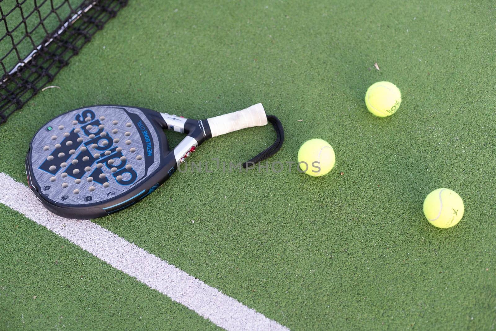 Ukraine Kyiv - March 30, 2024. Padel racket, adidas, High quality photo