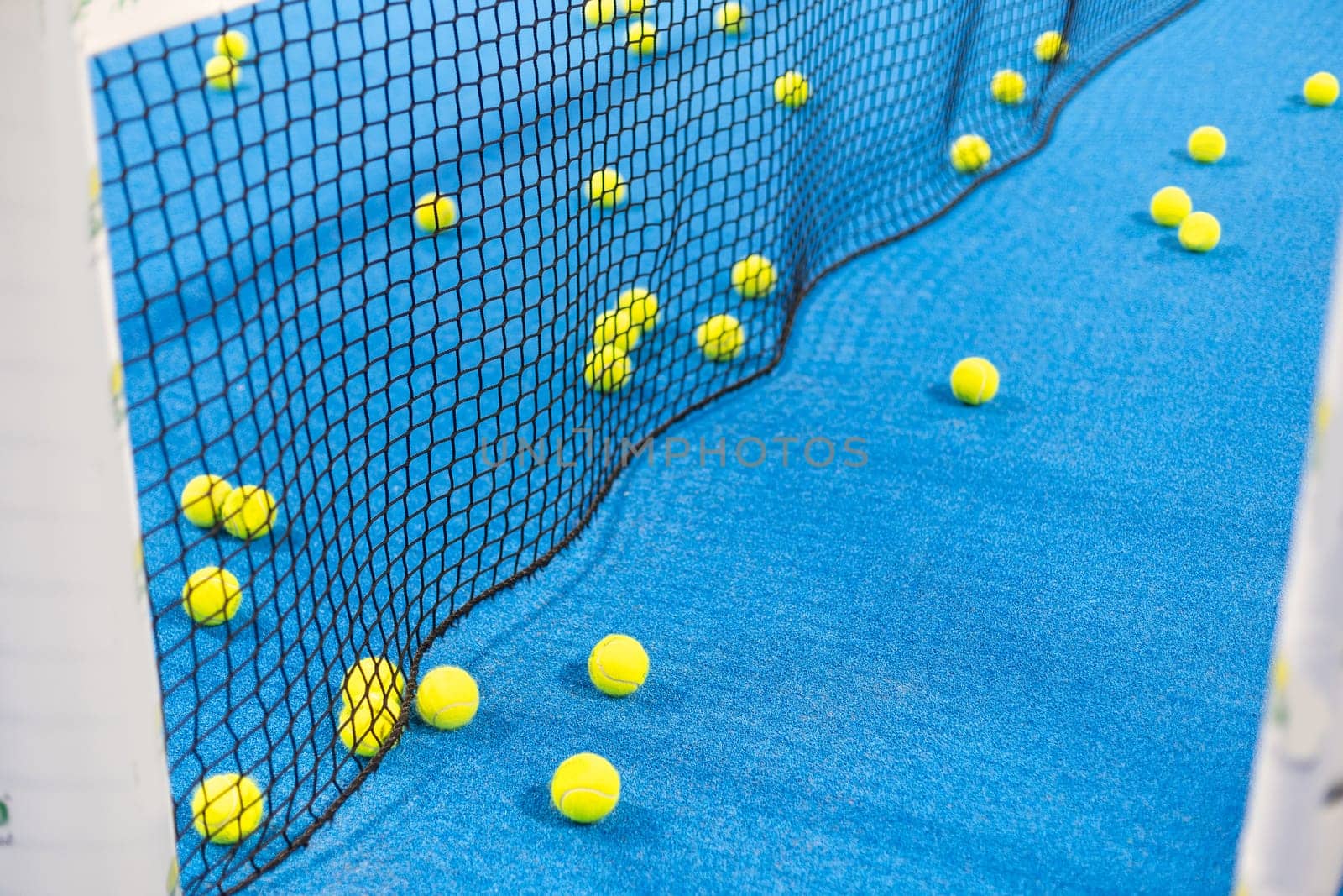 tennis padel balls in court . High quality photo