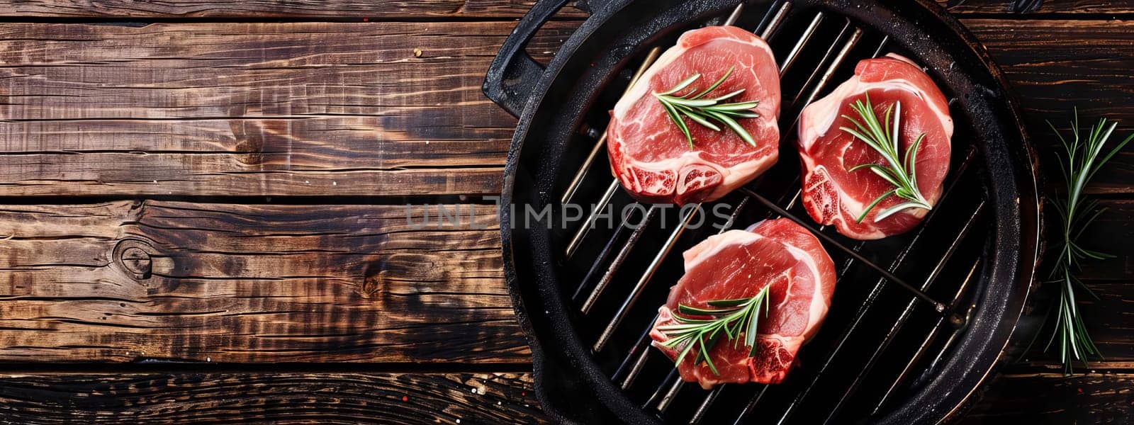 fresh meat steak with rosemary and black pepper on a white table, food, Generative AI,