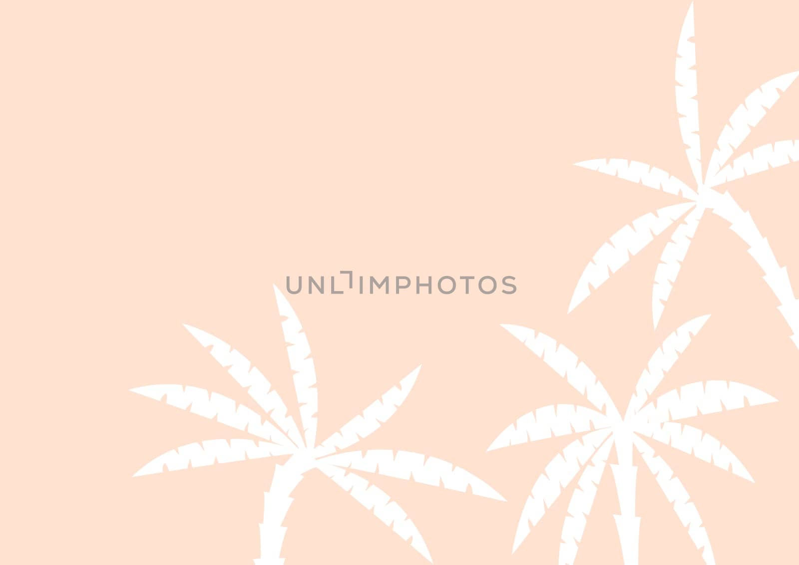 Illustrative background, With peach colors and palm trees.