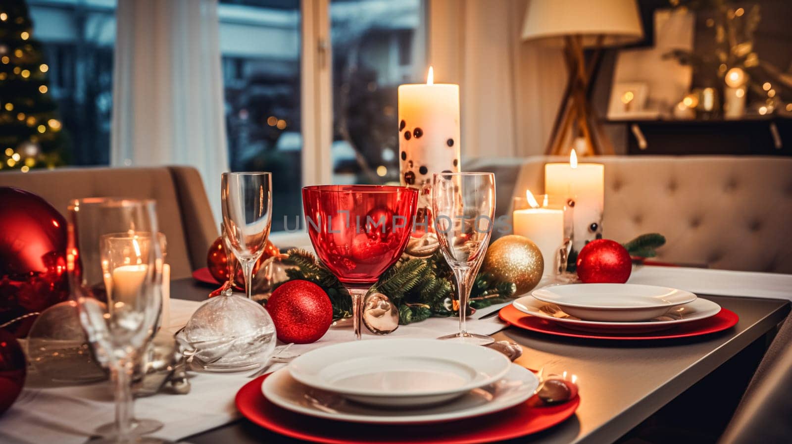 Holiday dinner at home, table decoration