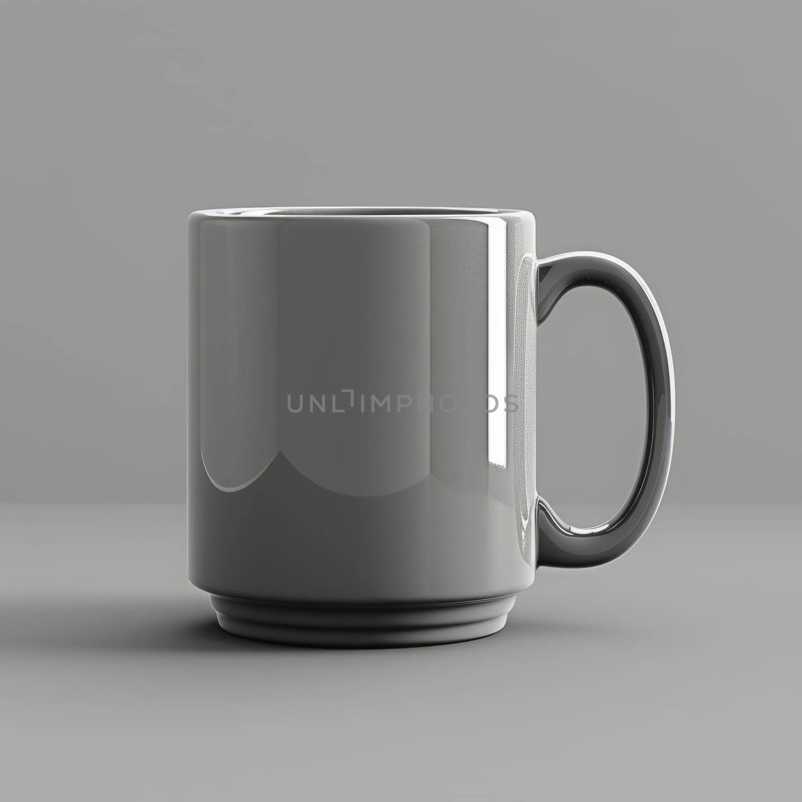 Grey coffee mug on dark background. Mockup and copy space.