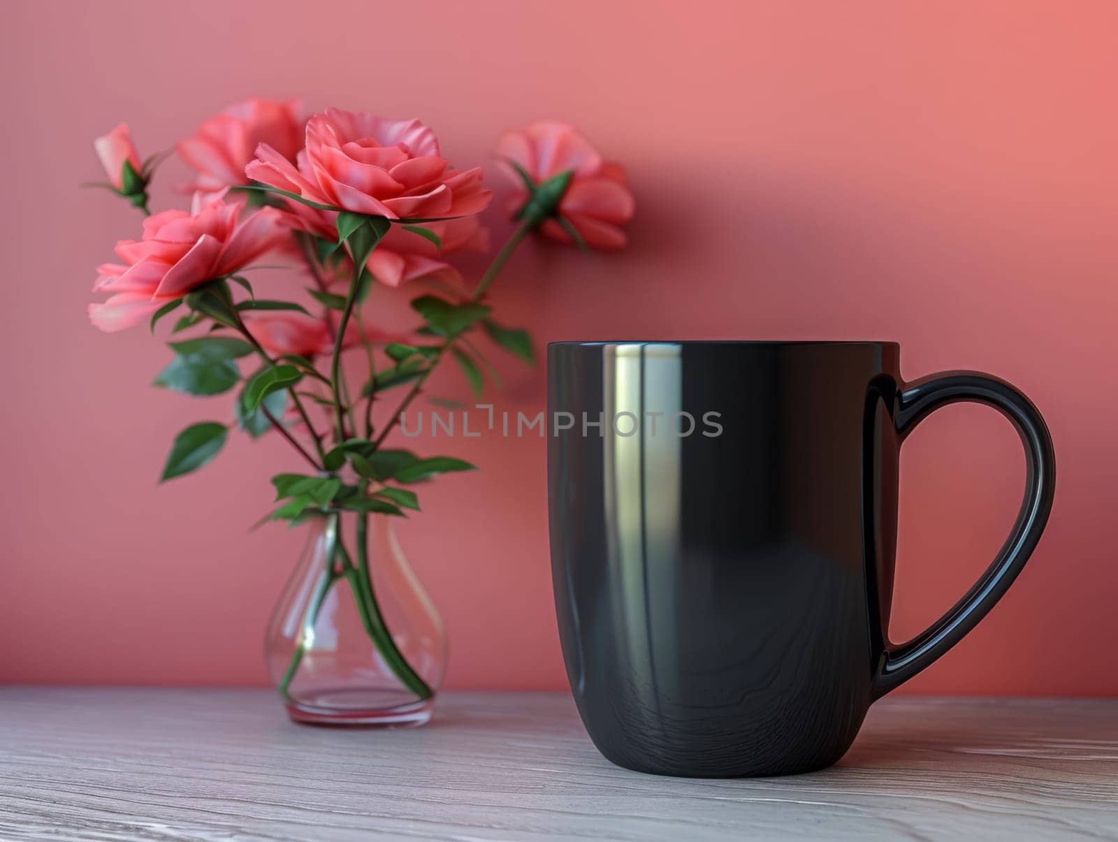 Black coffee mug with customizable space for mockup