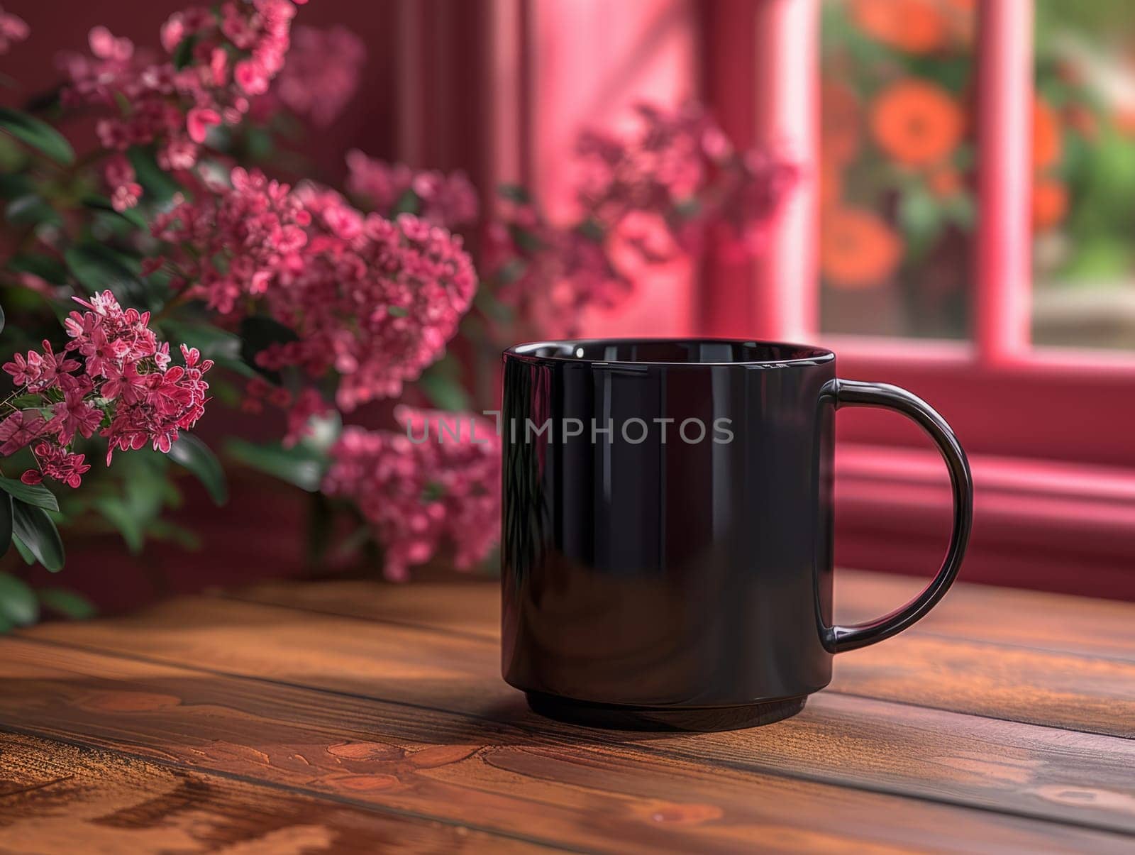 Black coffee mug with customizable space for mockup.
