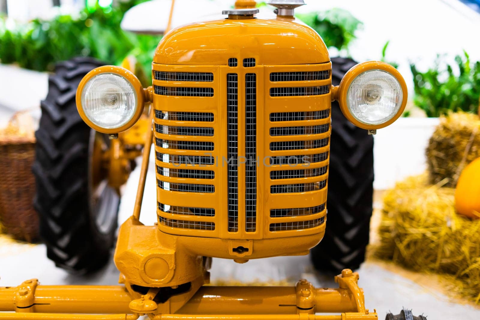 Detail of a small tractor with yellow construction tracks, Caterpillar Ten by Zelenin