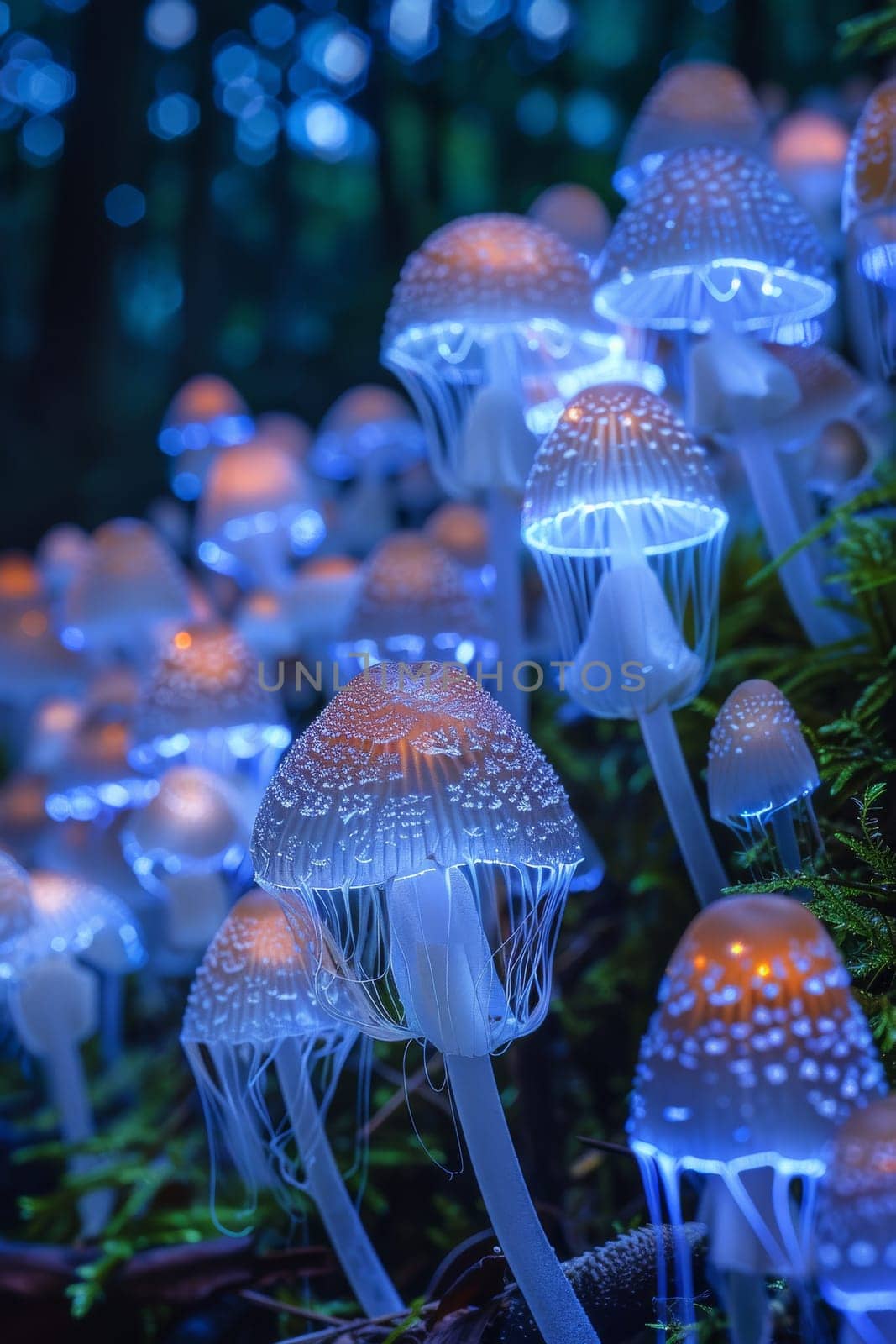 Three jellyfish are floating in the dark blue water by itchaznong