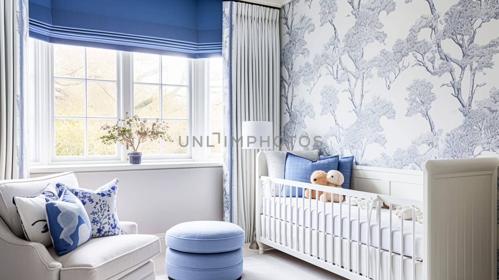 Baby room decor and interior design inspiration in beautiful English countryside style cottage