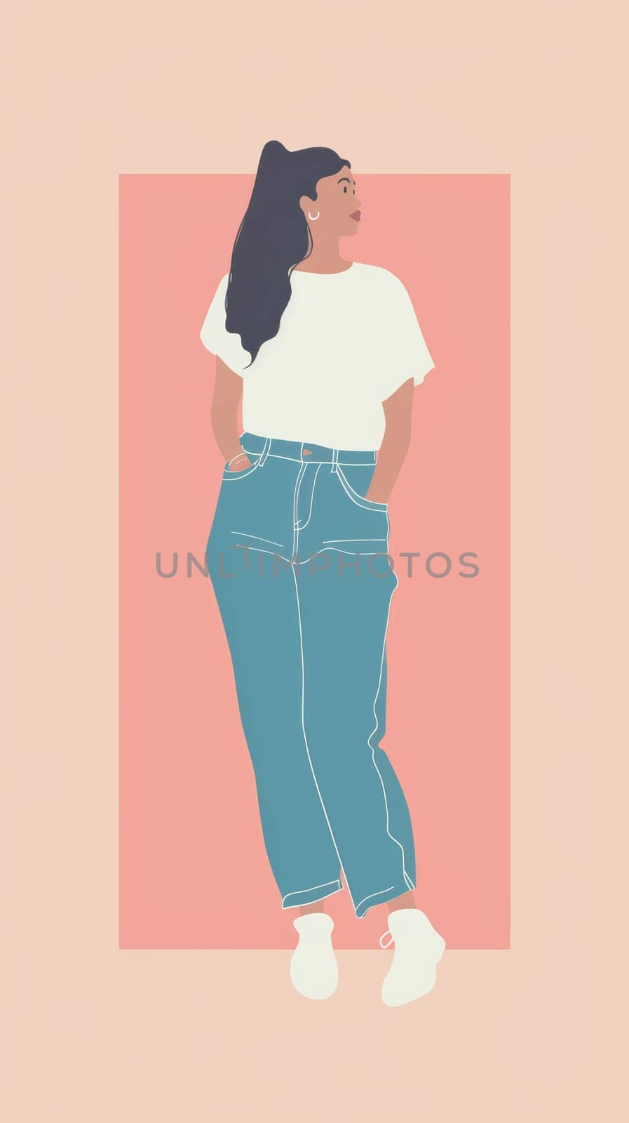 Stylized illustration of a woman in casual attire.