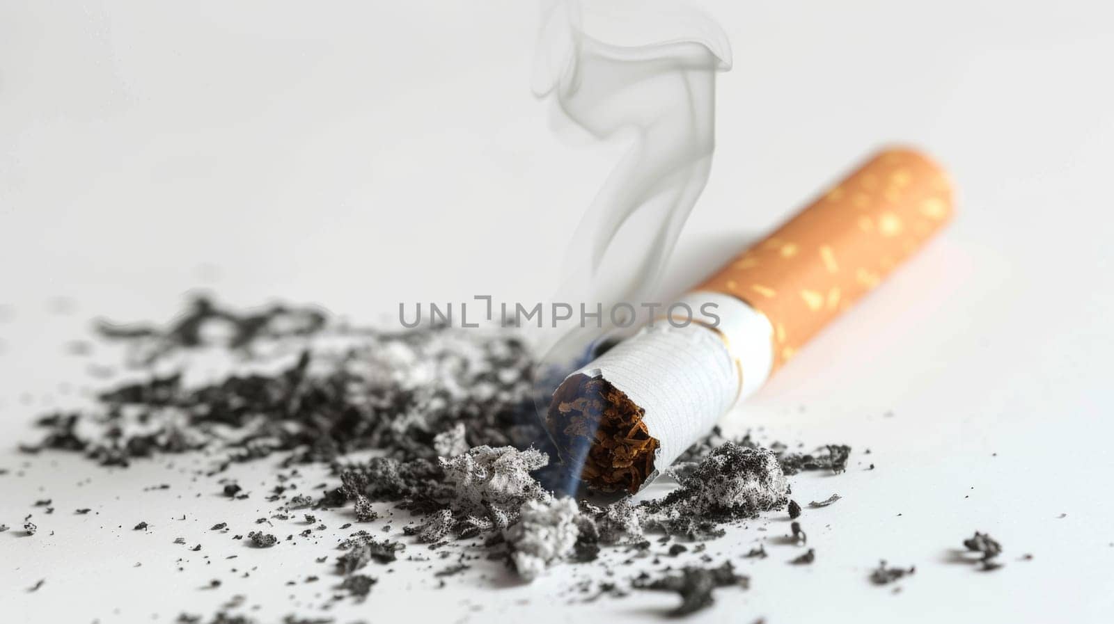 Crushed Cigarette and Ash. Stop smoking concept.