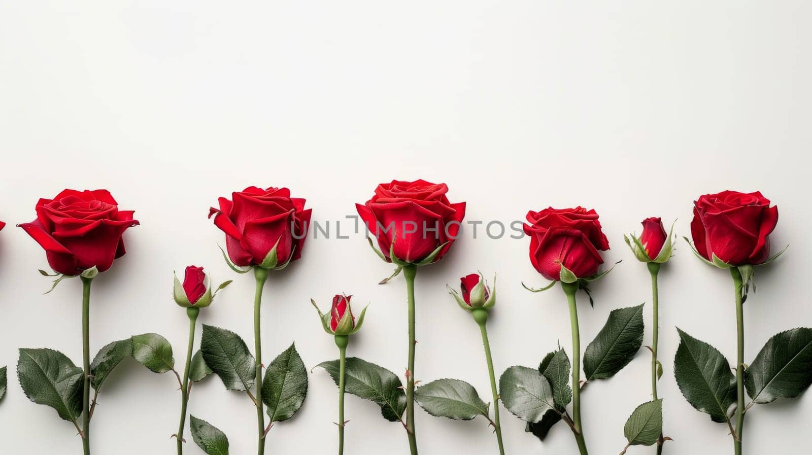 Elegant Red Roses on White Background.