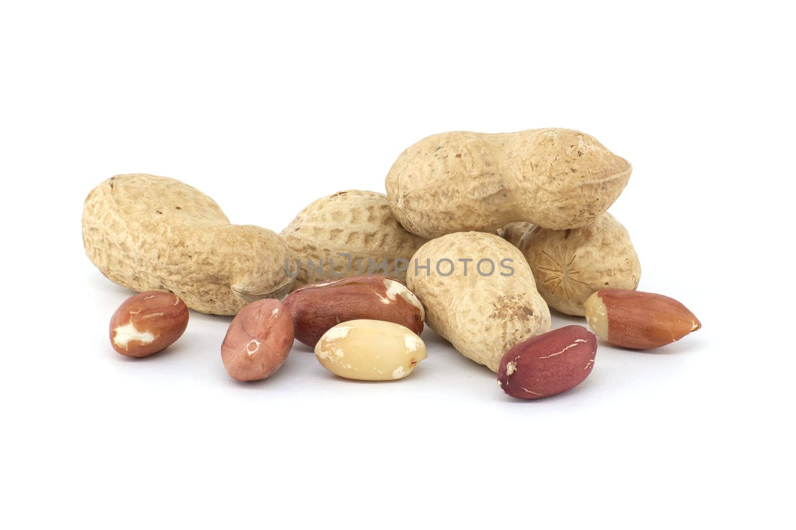 Dried peanuts isolated on white background by NetPix