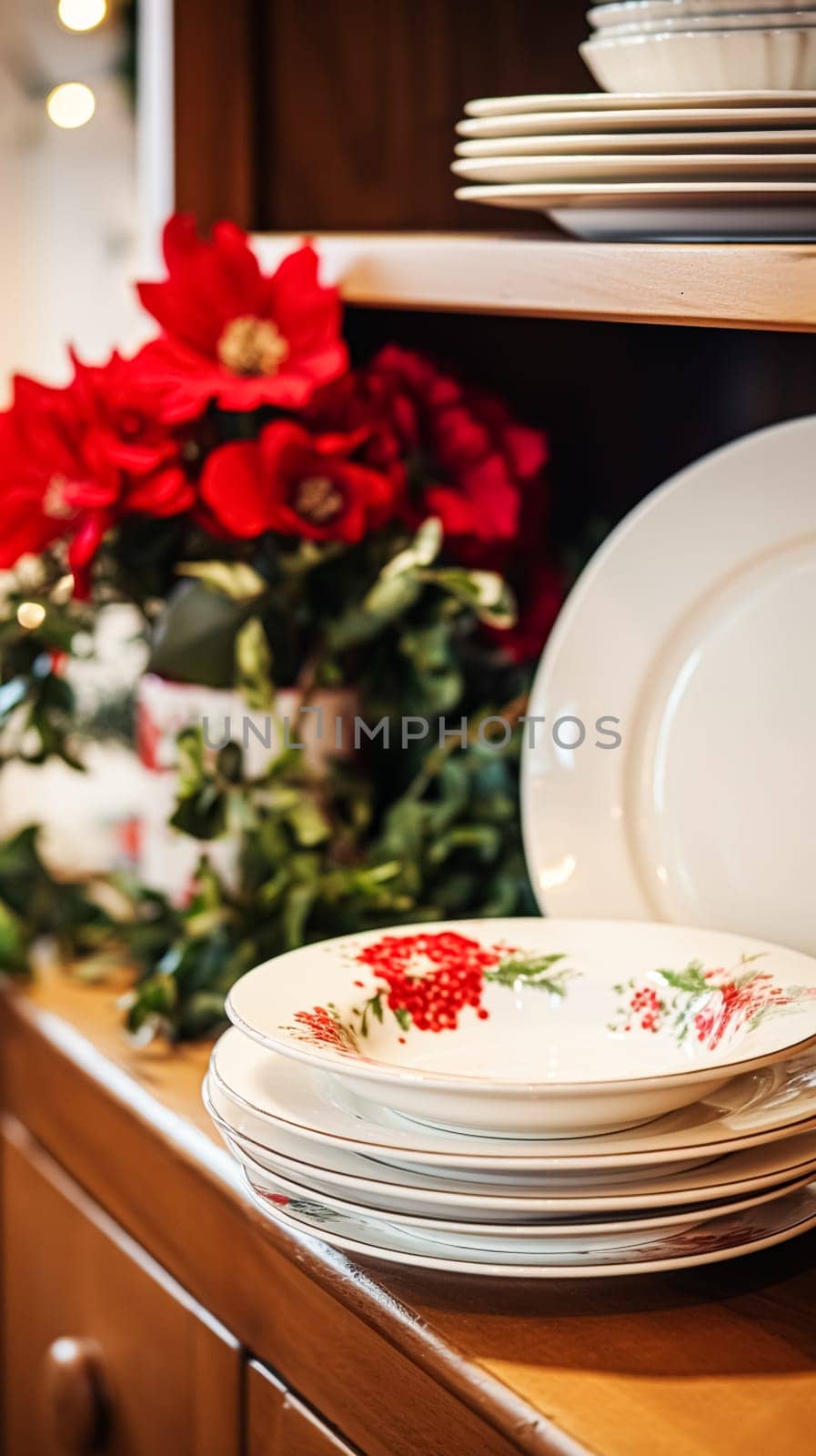 Dishware and crockery set for winter holiday family dinner, Christmas homeware decor for holidays in the English country house, gift set and home styling by Anneleven