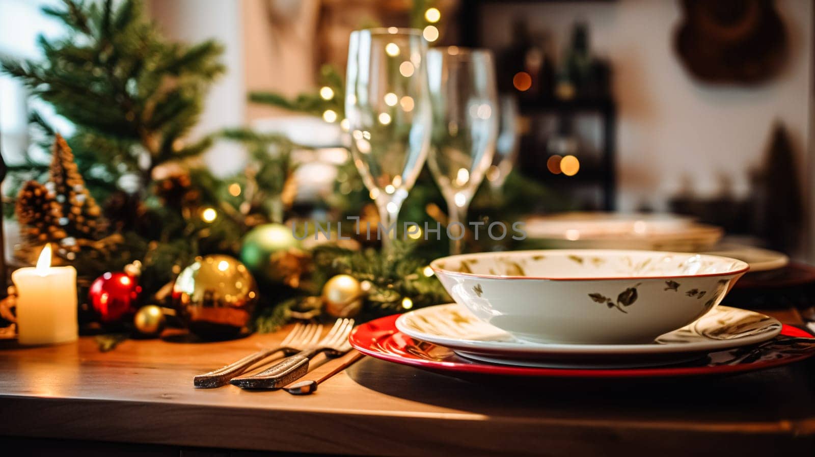 Dishware and crockery set for winter holiday family dinner, Christmas homeware decor for holidays in the English country house, gift set and home styling inspiration