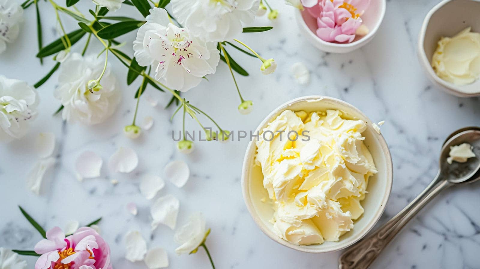 Creamy homemade butter in bowl, traditional food and country life
