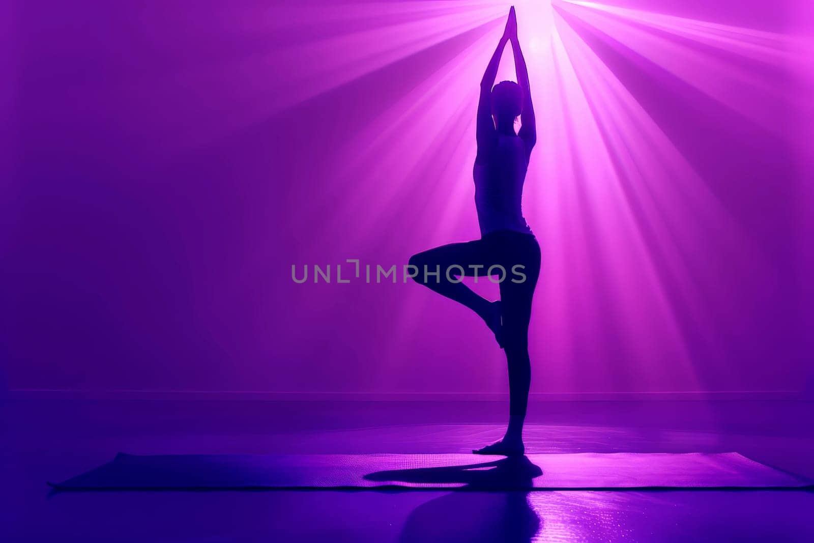 Woman in yoga pose with heart chakra opening, . Spirituality. Generative AI..