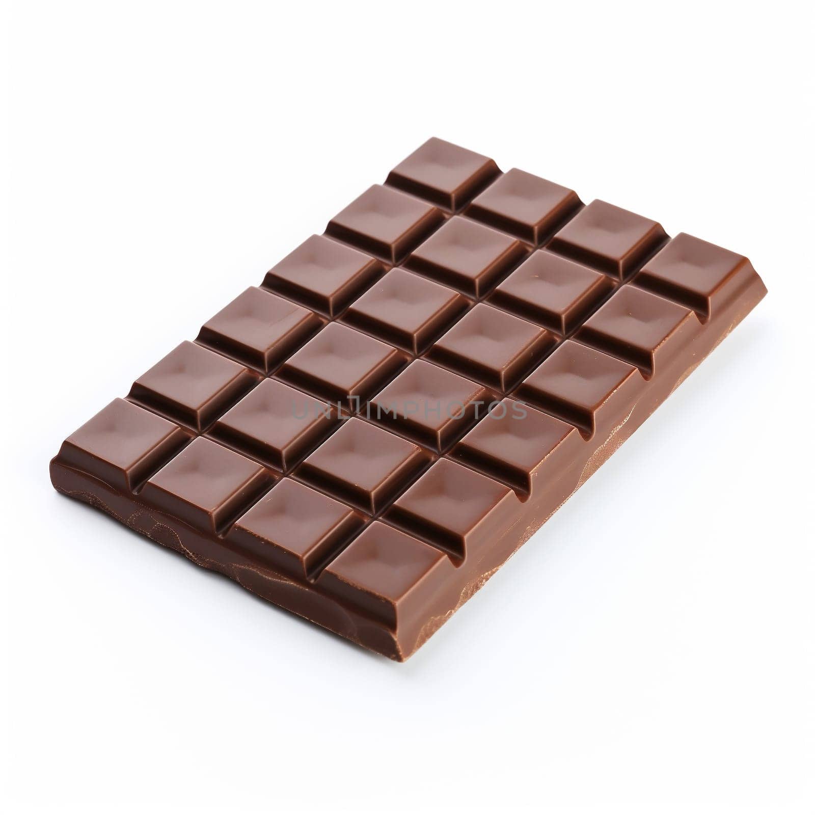 Milk Chocolate Bar Isolated on White Background. Top View.