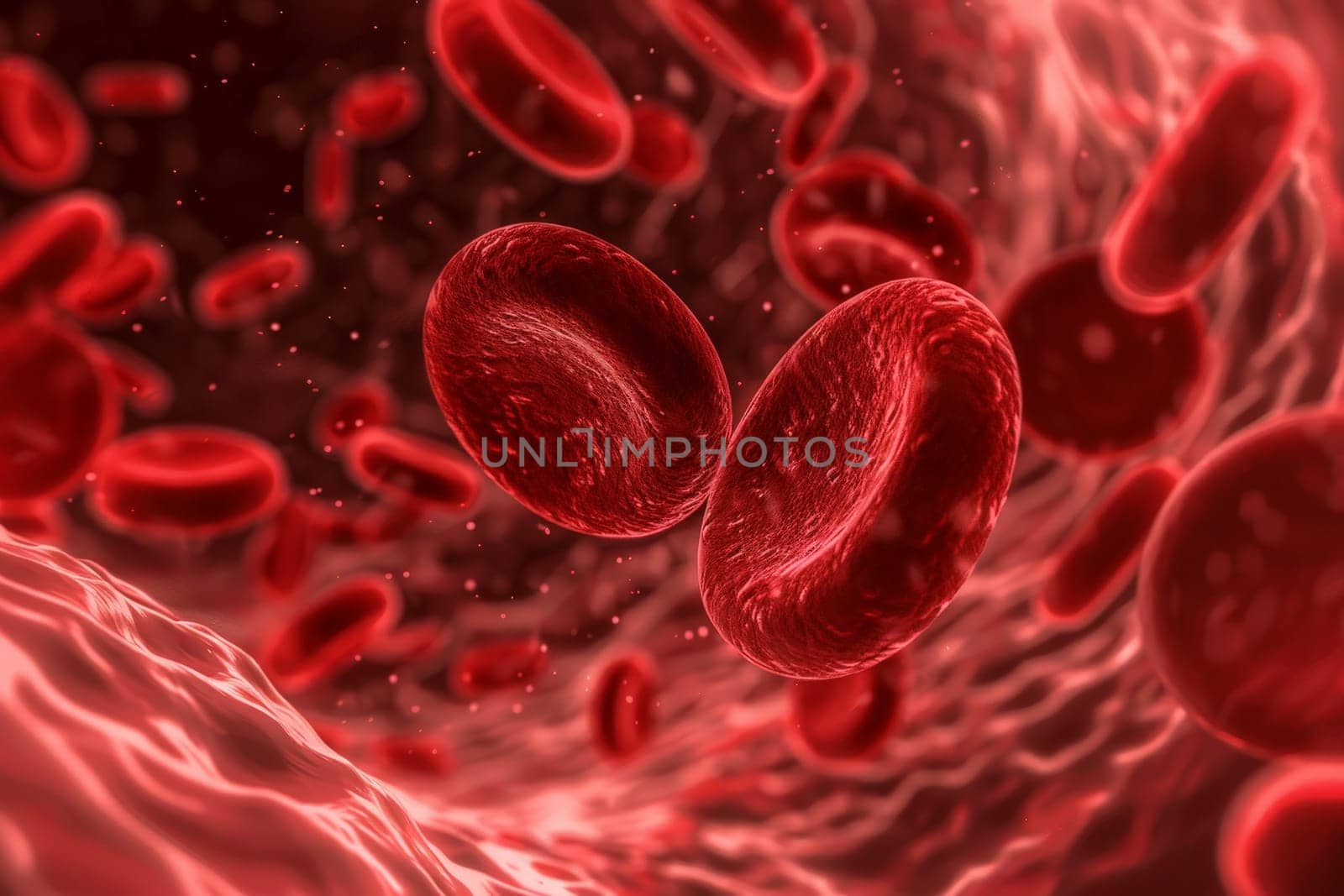 red blood cells flowing through vein, generative ai.