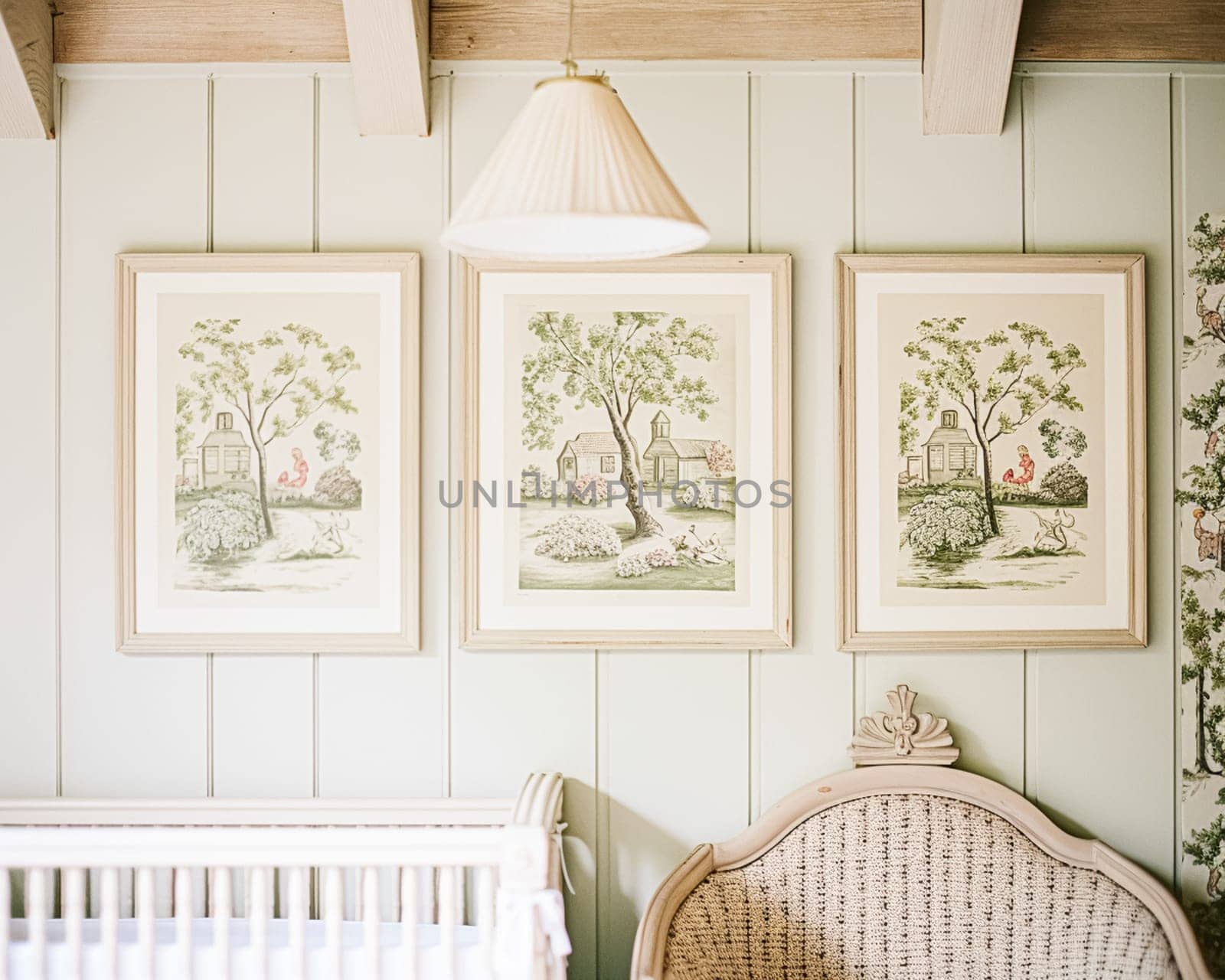 Cottage nursery framed art decor, interior design and children home decor, baby room gallery wall and country furniture, English countryside house style interiors