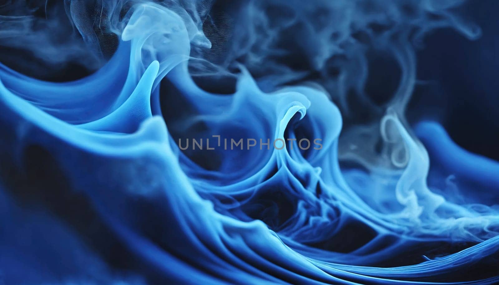Blue wave of smoke. Abstraction. Generative AI by gordiza
