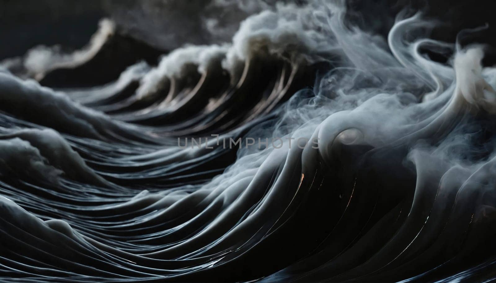Black wave of smoke. Abstraction. Generative AI by gordiza
