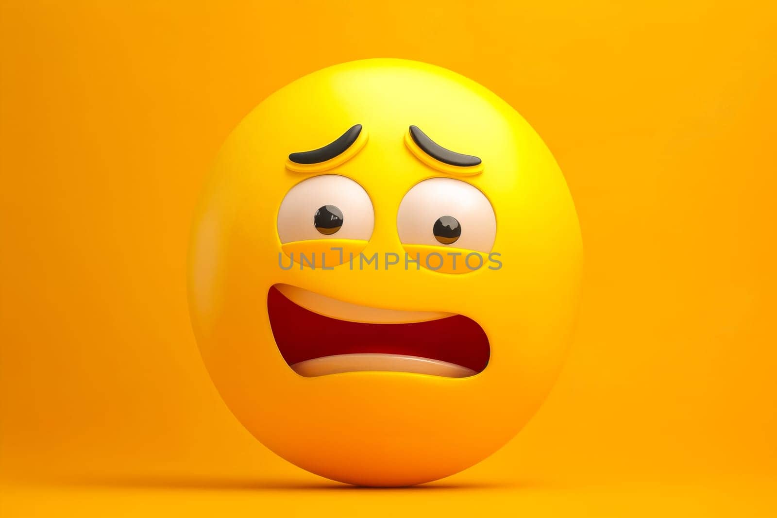 Yellow emoticion with sad face. Generative AI.