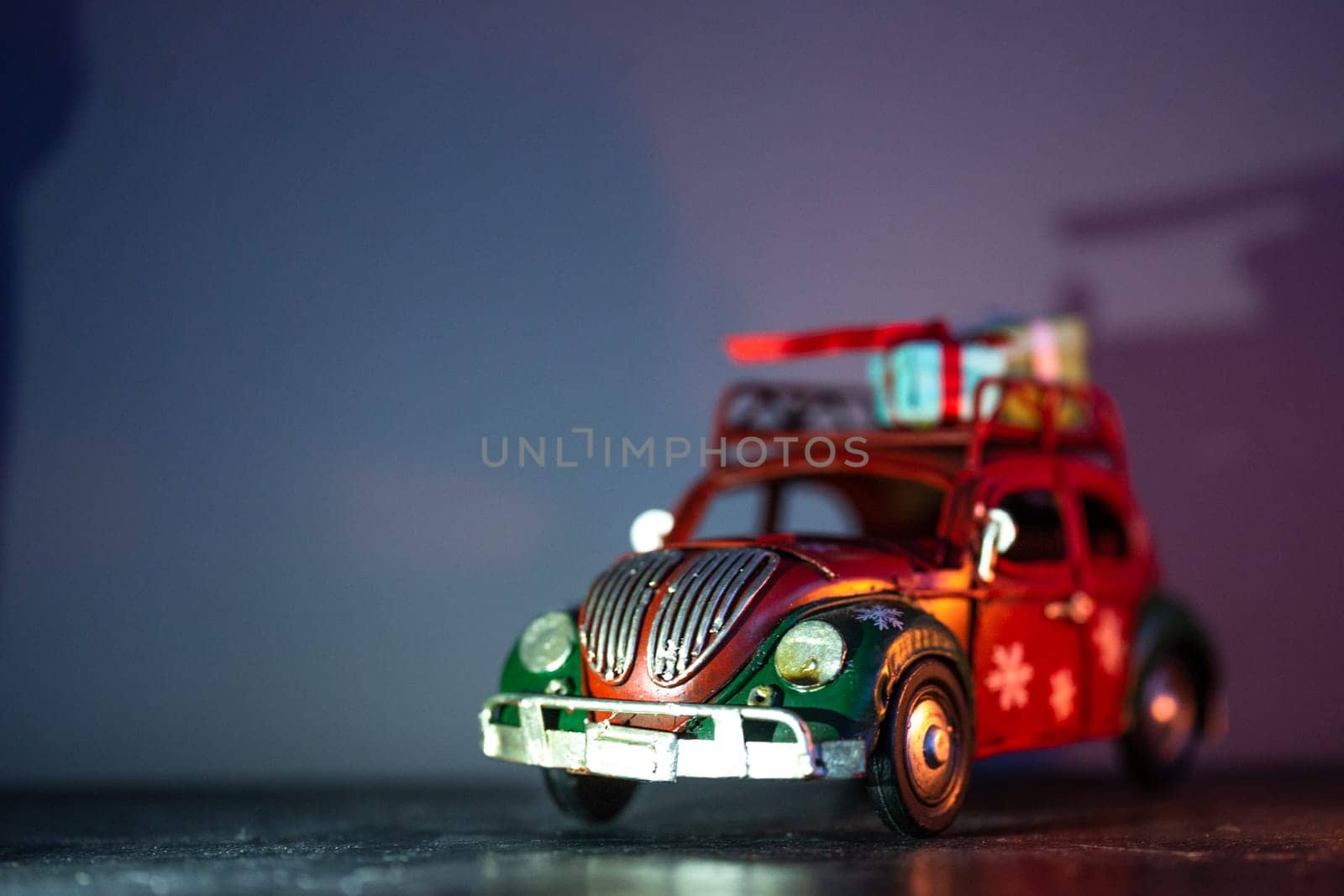 small toy car model. metal christmas car by Pukhovskiy