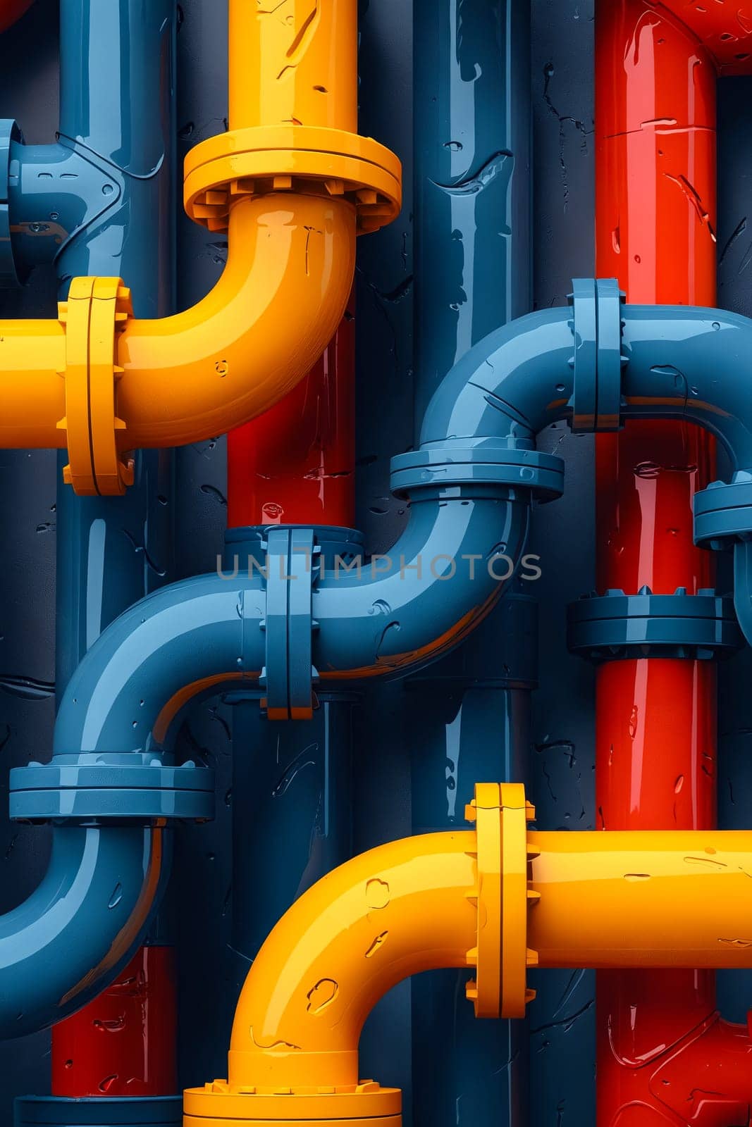 Close up of pipes and valves. Generative AI.