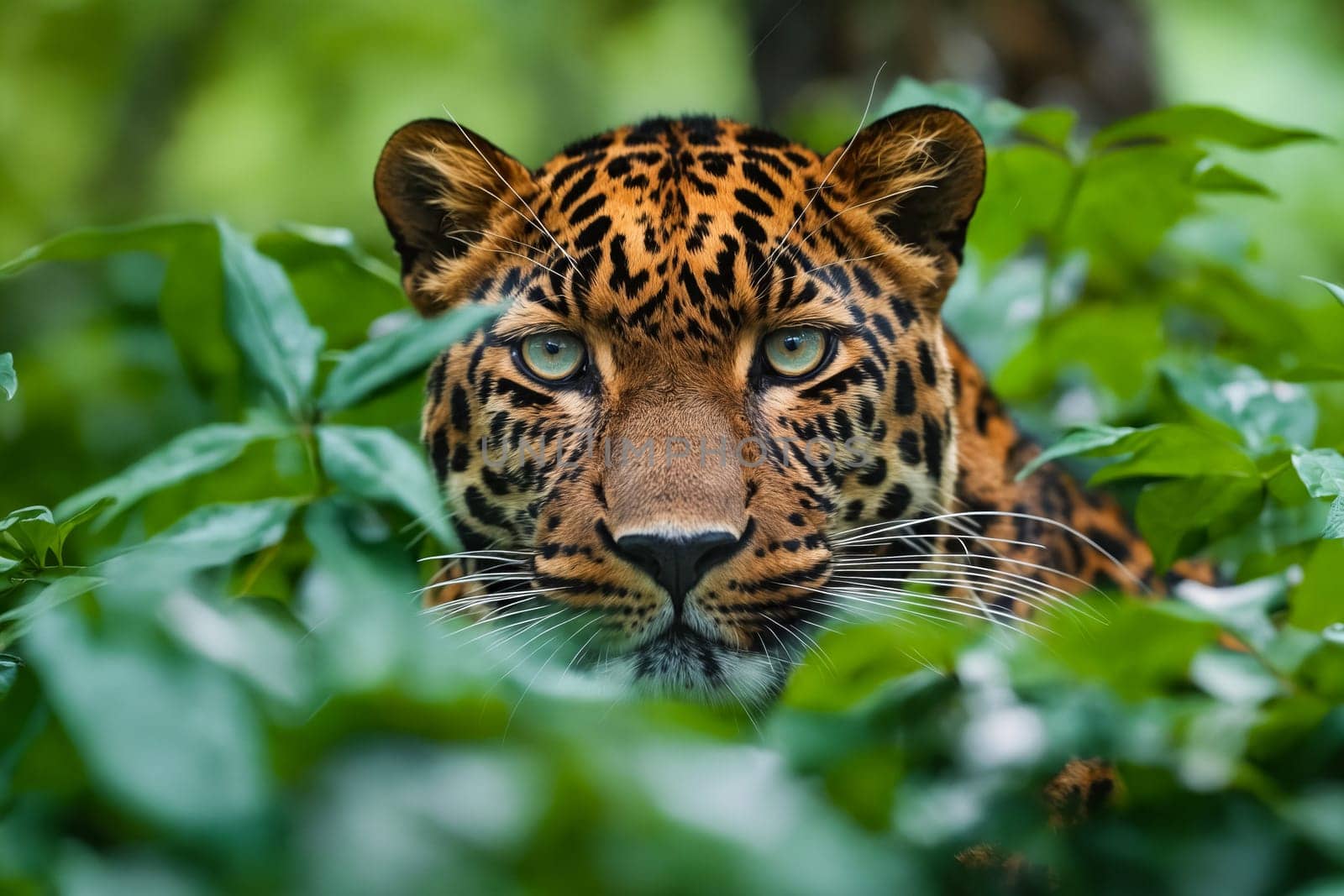 Jaguar in the jungle. Generative AI.