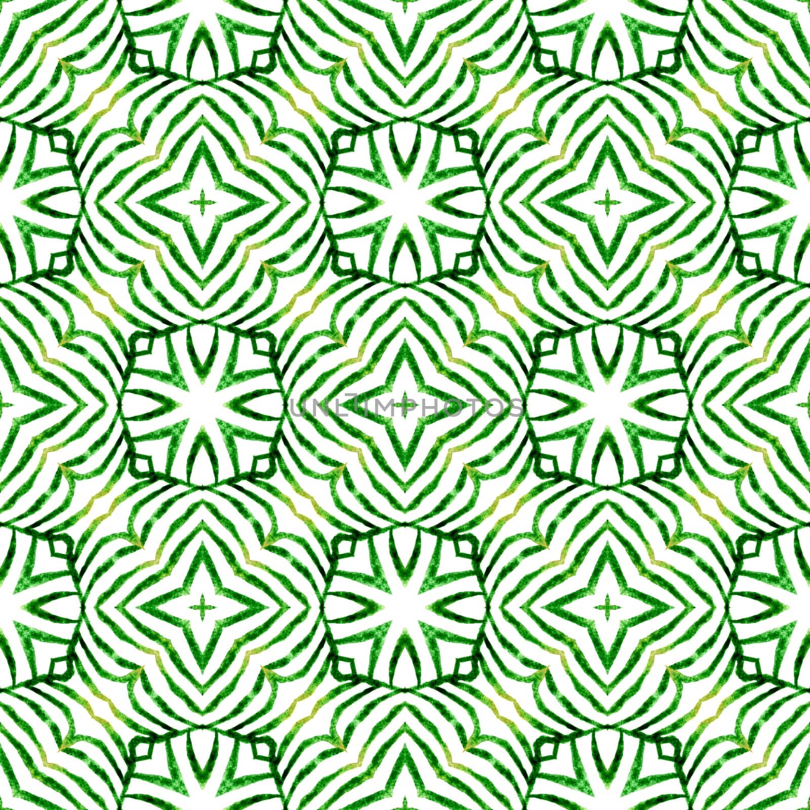 Mosaic seamless pattern. Green shapely boho chic summer design. Textile ready tempting print, swimwear fabric, wallpaper, wrapping. Hand drawn green mosaic seamless border.