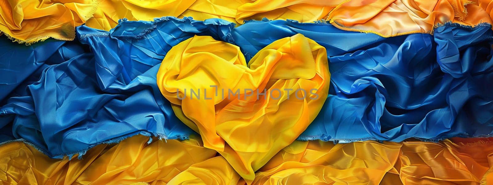 Ukrainian flag in the shape of a heart, symbols Generative AI,