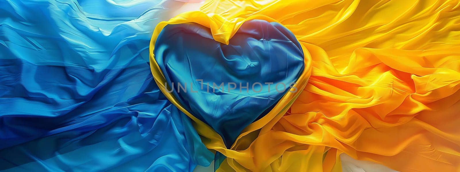 Ukrainian flag in the shape of a heart, Generative AI, by mila1784