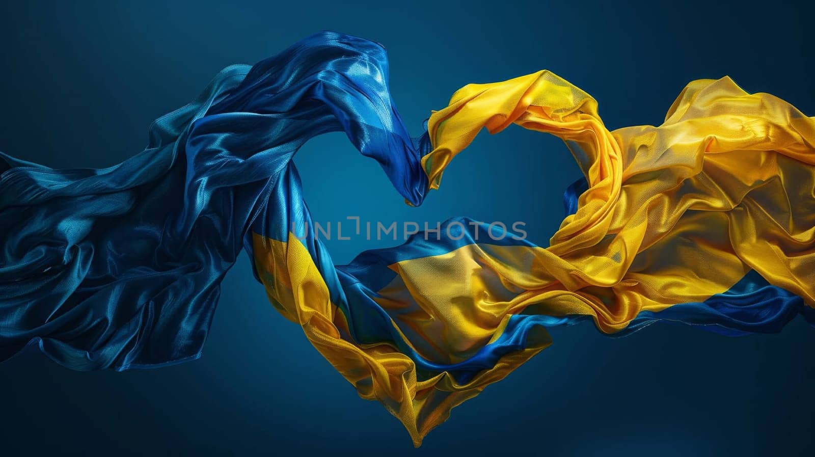 Ukrainian flag in the shape of a heart, Generative AI, by mila1784