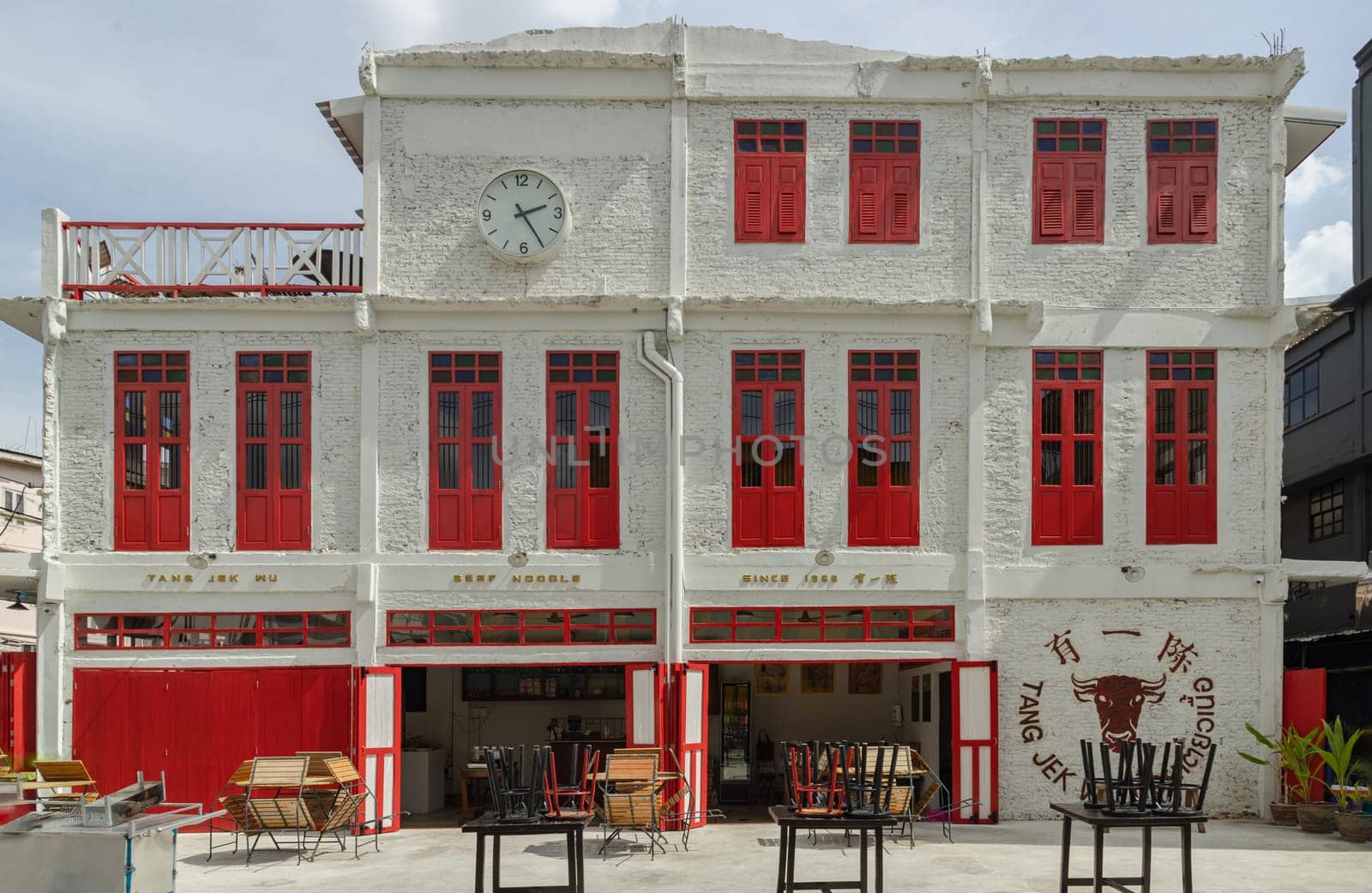 Architecture exterior view of Tang Jek Wu noodle shop.  by tosirikul