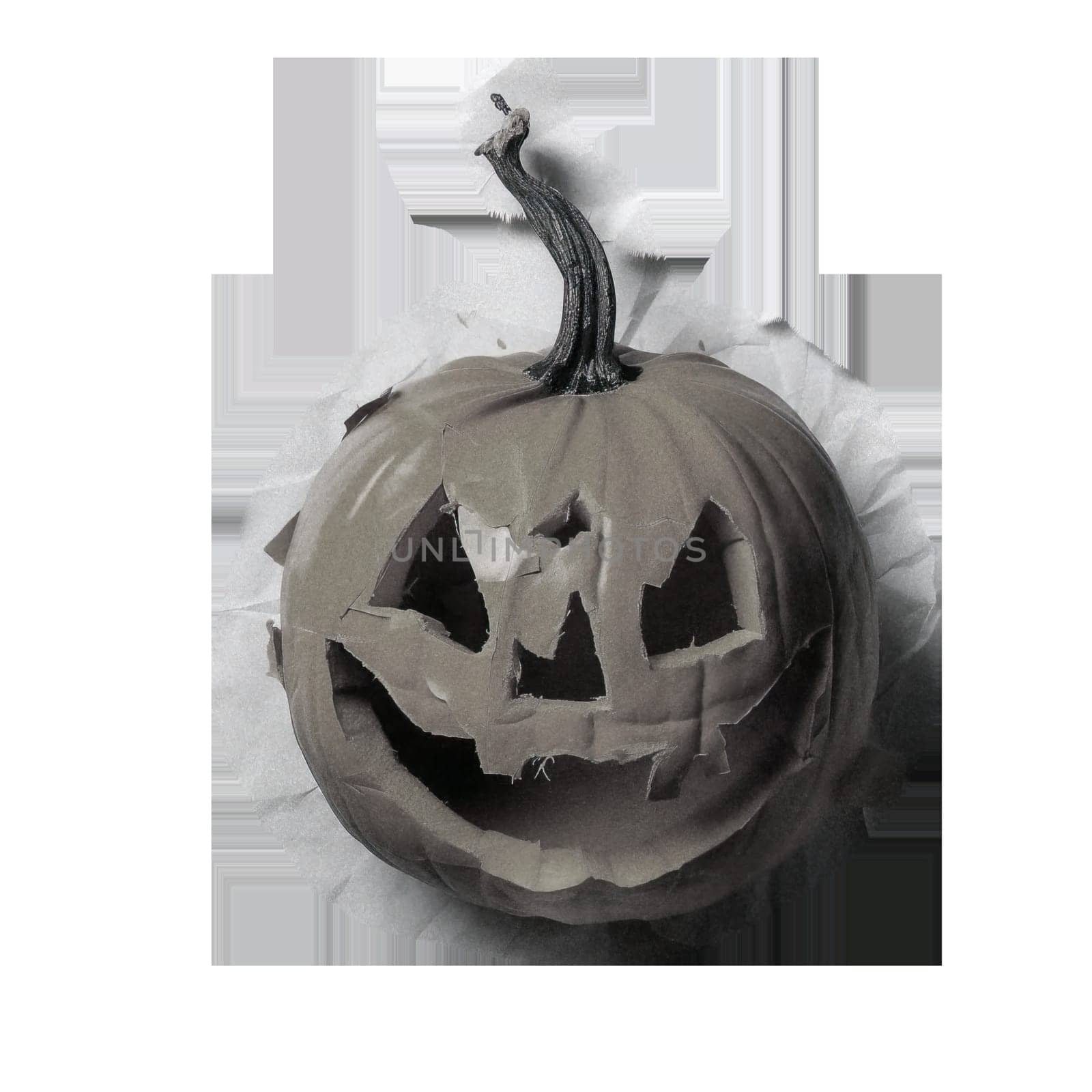 Monochrome vintage photo of halloween pumpkin cut out image by Dustick