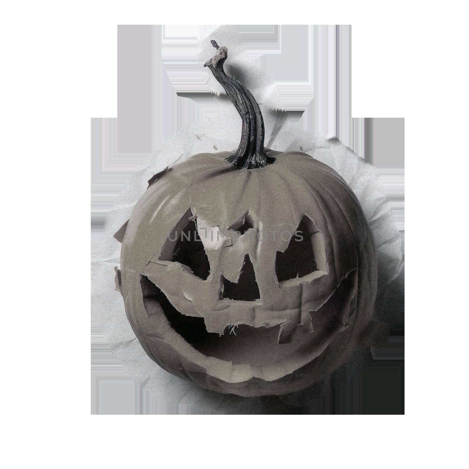 Monochrome vintage photo of halloween pumpkin cut out ai generated image