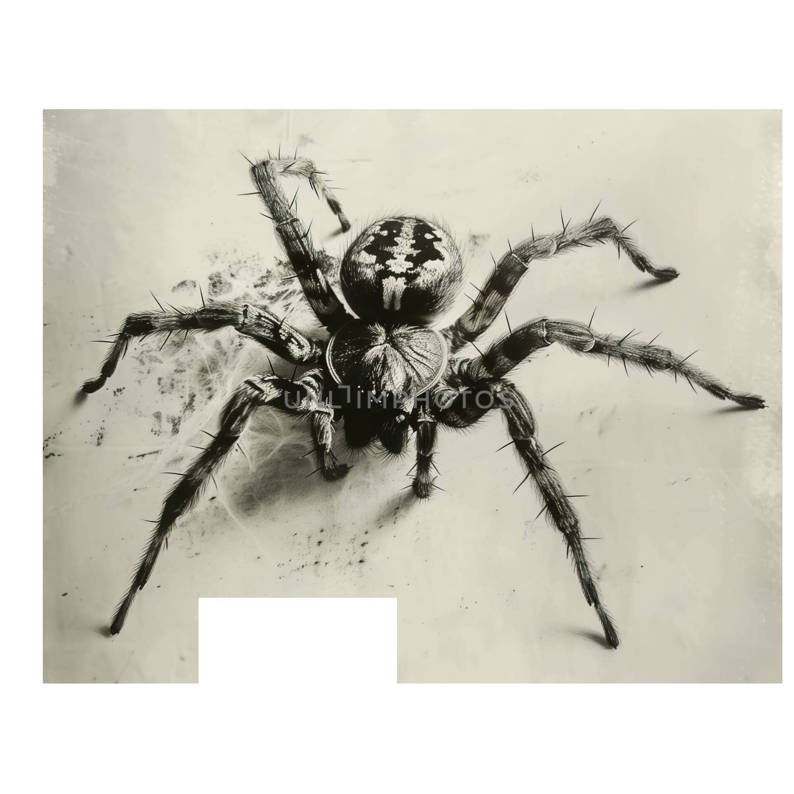 Monochrome vintage photo of halloween spider cut out ai generated image