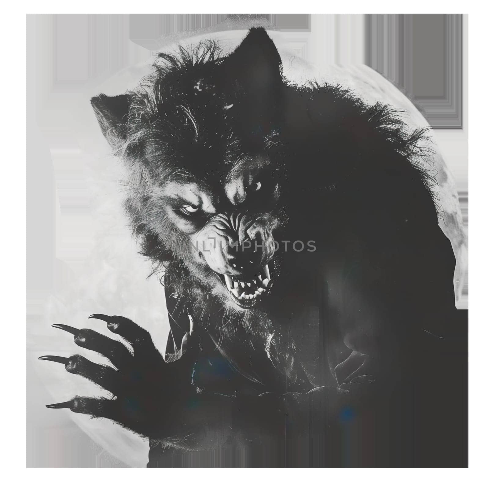Monochrome vintage photo of halloween Werewolf cut out image by Dustick