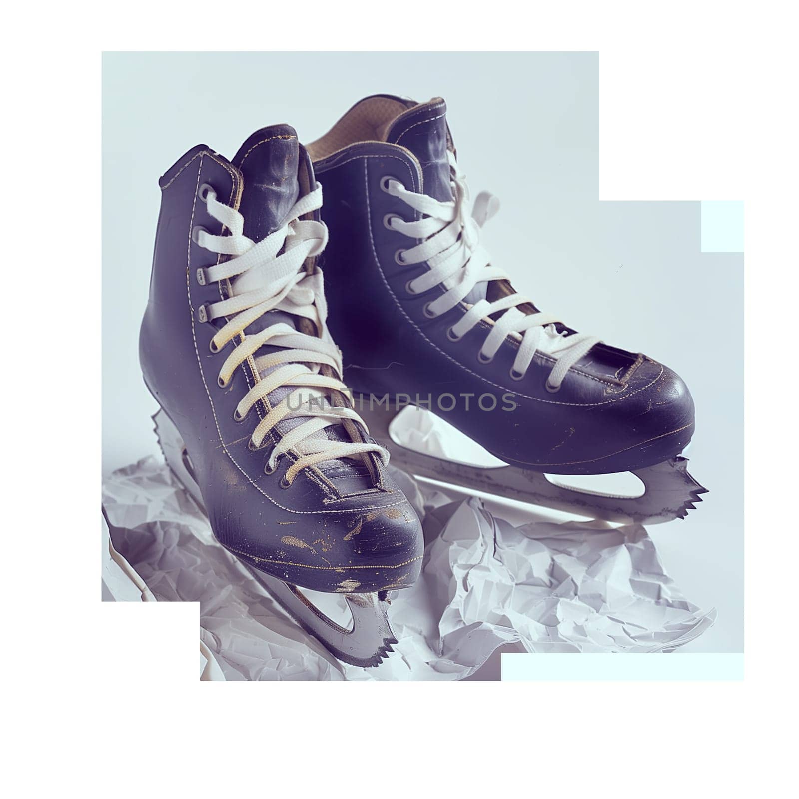 Black leather ice skates cut out ai generated image
