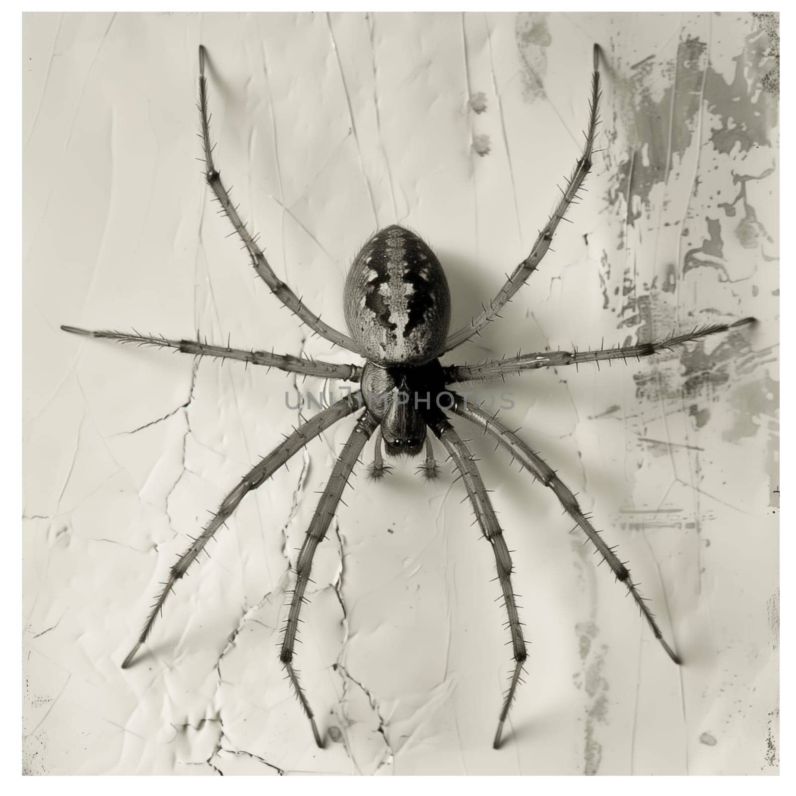 Monochrome vintage photo of halloween spider cut out ai generated image