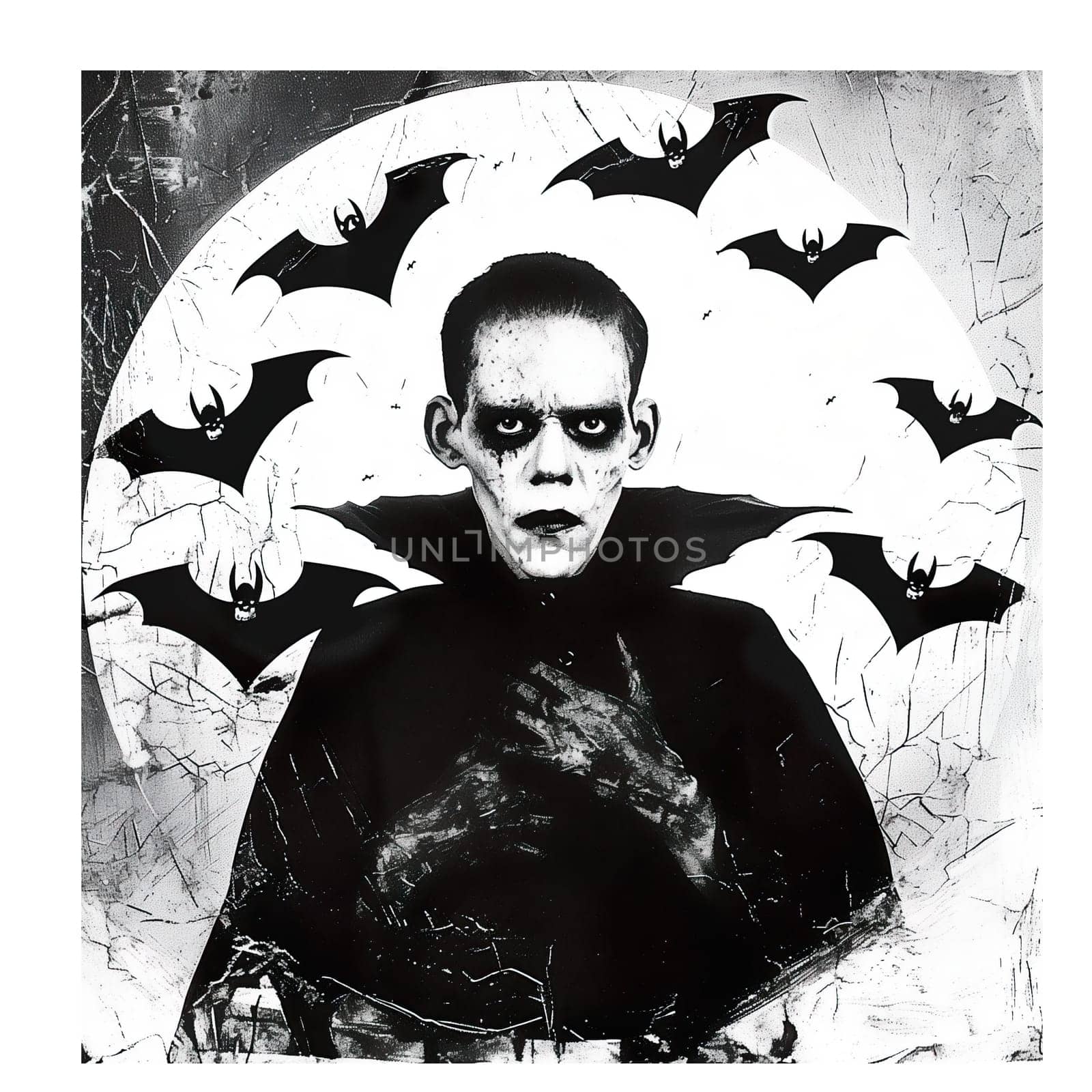 Monochrome vintage photo of halloween vampire cut out image by Dustick