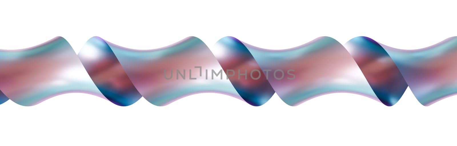 Abstract, holographic 3D shape isolated on white background. Metallic, iridescent surface. Color gradient, y2k style. Cut out trendy and futuristic design element. 3D rendering
