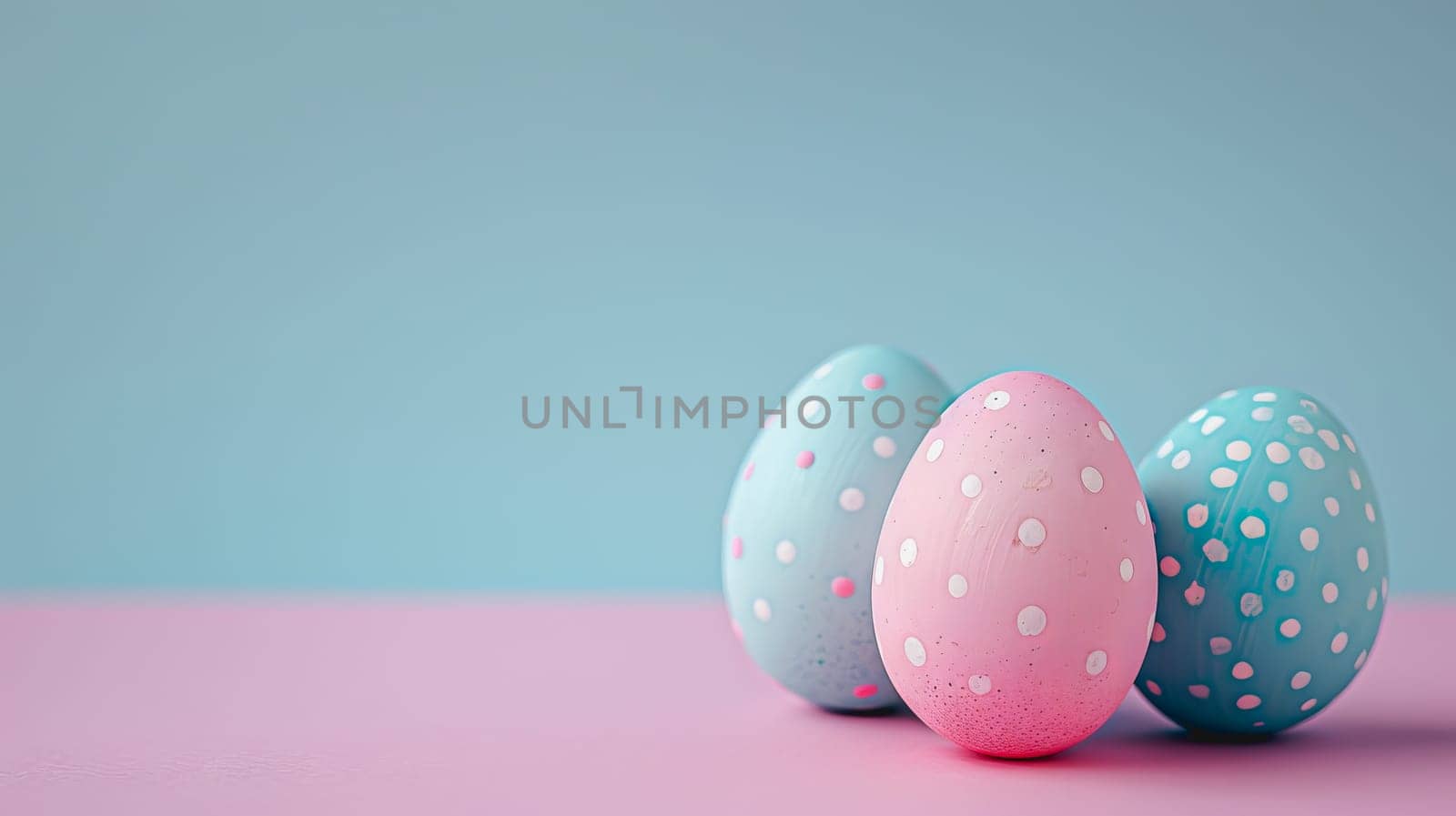 Easter eggs on blank background with pastel colours, leaving ample space for text. by Manastrong