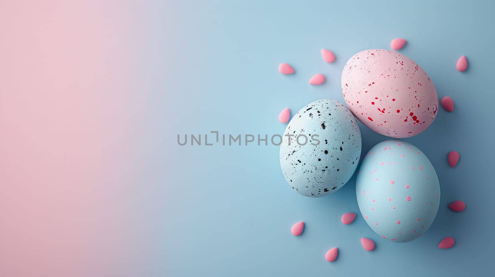 Easter eggs on blank background with pastel colours, leaving ample space for text. by Manastrong