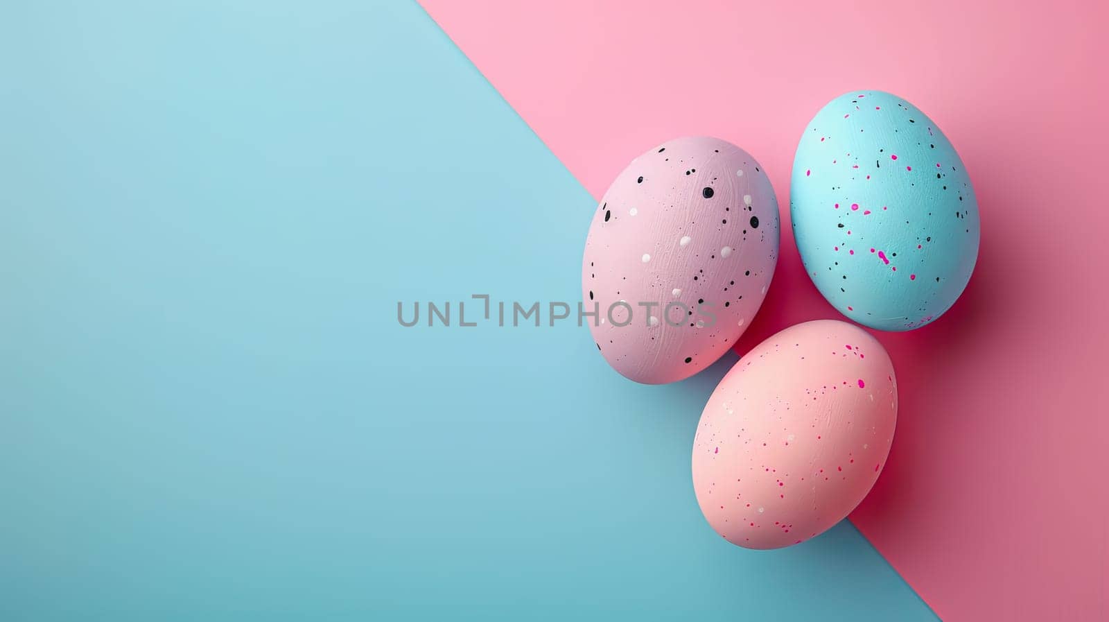 Easter eggs on blank background with pastel colours, leaving ample space for text. by Manastrong